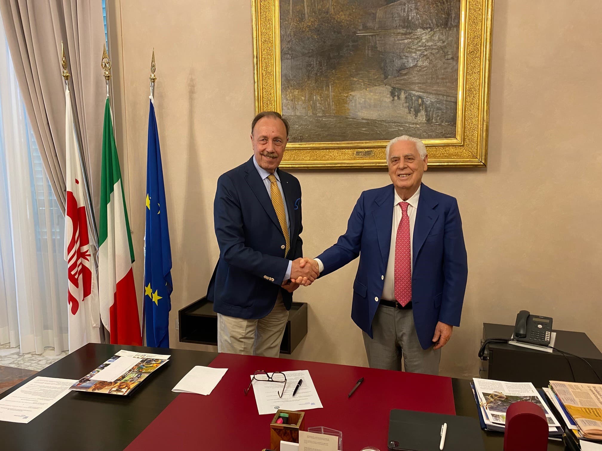 Il presidente dell’Accademia dei Georgofili Massimo Vincenzini e il presidente di Confindustria Toscana Maurizio Bigazzi