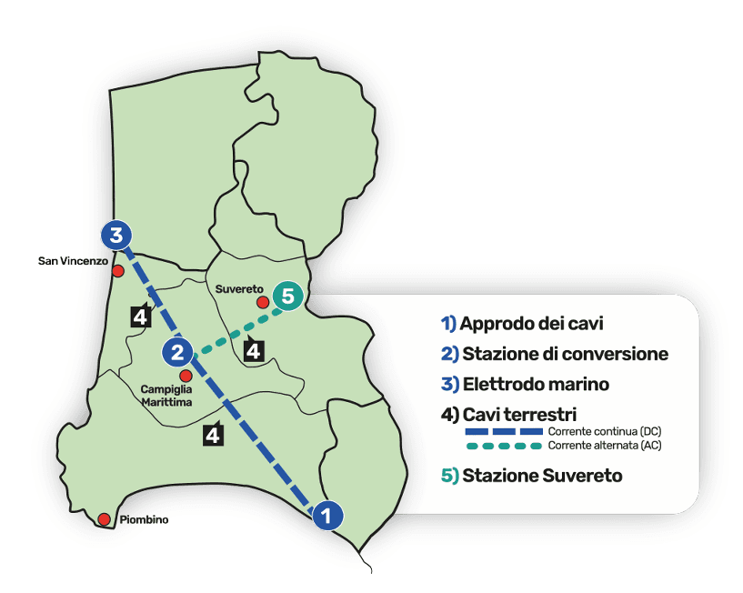 Il territorio della Val di Cornia che sarà interessato dal progetto Ti-Link